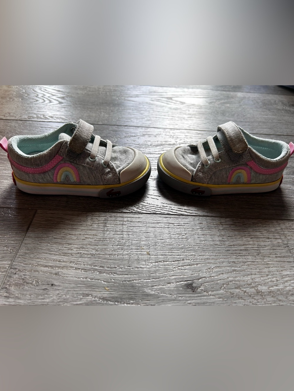 See Kai Run Grey Sneakers with Rainbow Accent
